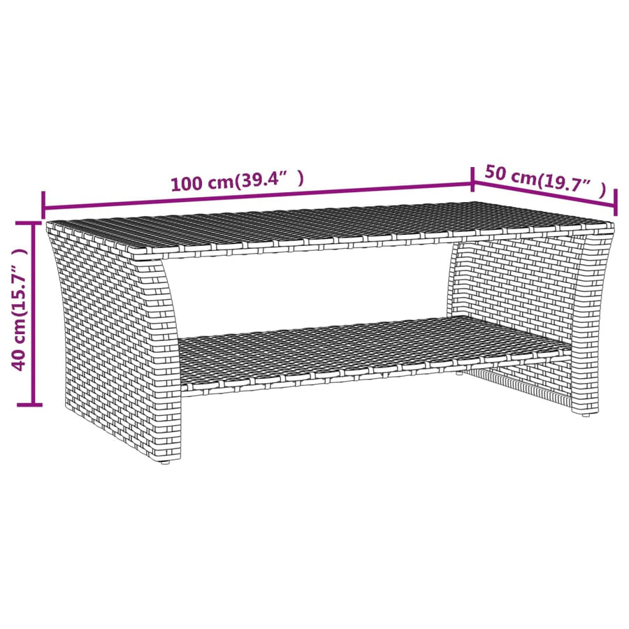 Salontafel 100X50X40 Cm Poly Rattan