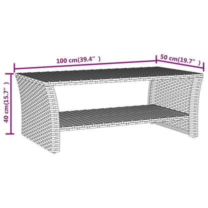 Salontafel 100X50X40 Cm Poly Rattan Grijs