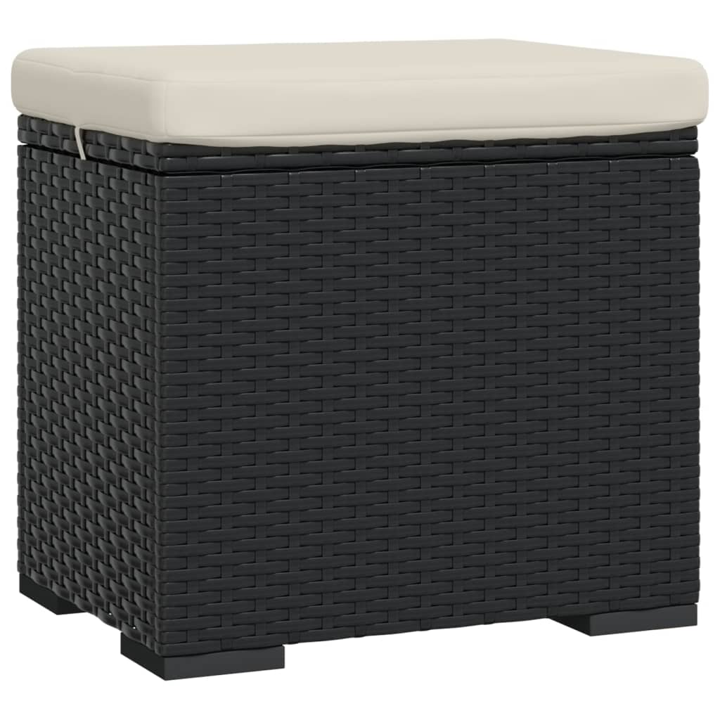 Hocker Met Kussen 40X30X40 Cm Poly Rattan 1