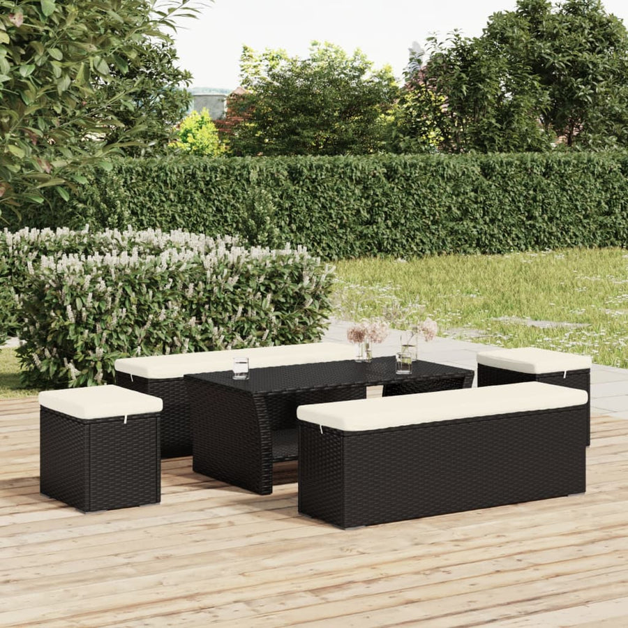 Hocker Met Kussen 40X30X40 Cm Poly Rattan 1