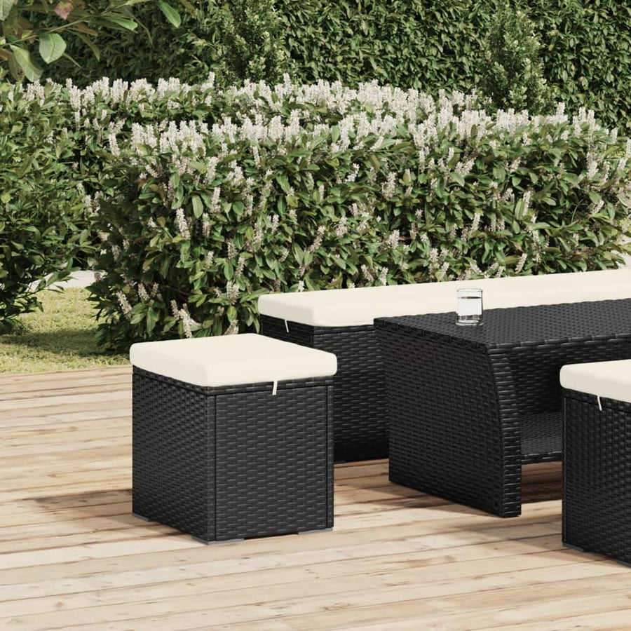 Hocker Met Kussen 40X30X40 Cm Poly Rattan 1