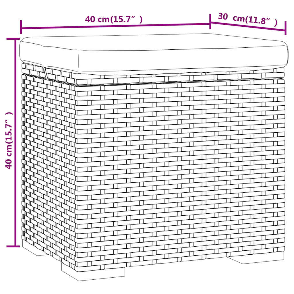 Hocker Met Kussen 40X30X40 Cm Poly Rattan 1
