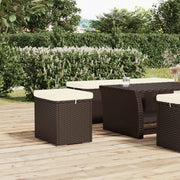 Hocker met kussen 40x30x40 cm poly rattan bruin