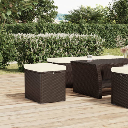Hocker Met Kussen 40X30X40 Cm Poly Rattan 1