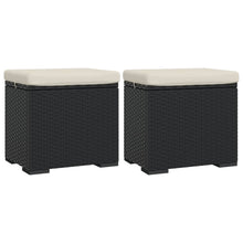 Hockers met kussens 2 st 40x30x40 cm poly rattan zwart