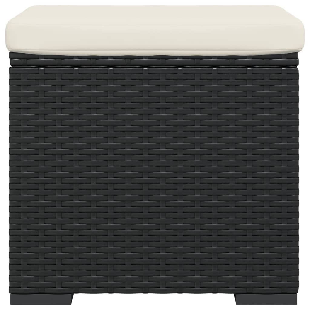 Hockers met kussens 2 st 40x30x40 cm poly rattan zwart