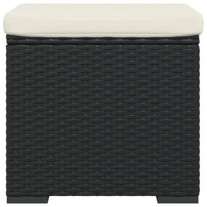 Hockers met kussens 2 st 40x30x40 cm poly rattan zwart