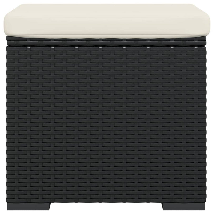 Hockers met kussens 2 st 40x30x40 cm poly rattan zwart