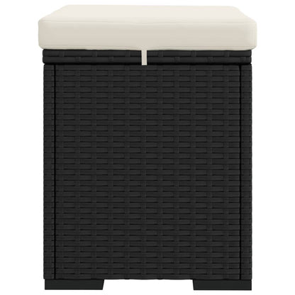Hockers met kussens 2 st 40x30x40 cm poly rattan zwart