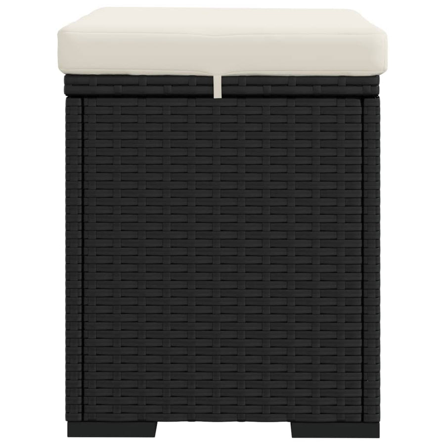Hockers met kussens 2 st 40x30x40 cm poly rattan zwart