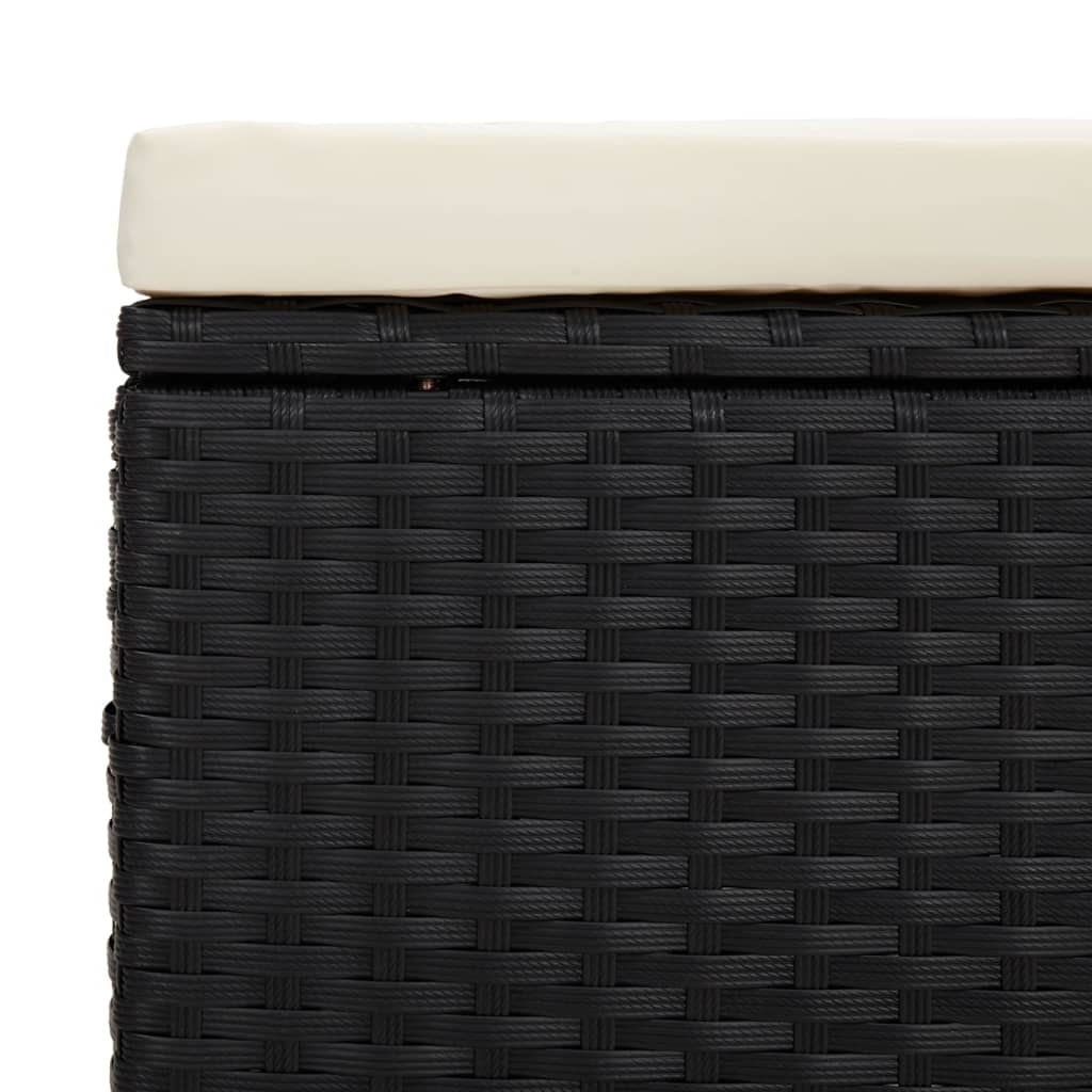 Hockers met kussens 2 st 40x30x40 cm poly rattan zwart