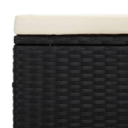 Hockers met kussens 2 st 40x30x40 cm poly rattan zwart