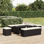 Hocker met kussen 40x30x40 cm poly rattan zwart
