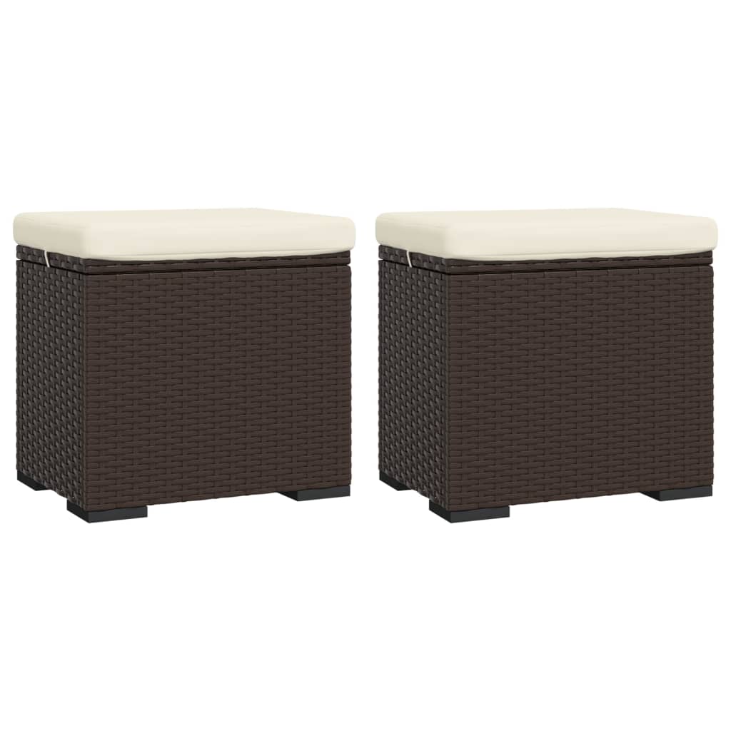 Hockers Met Kussens 40X30X40 Cm Poly Rattan 2