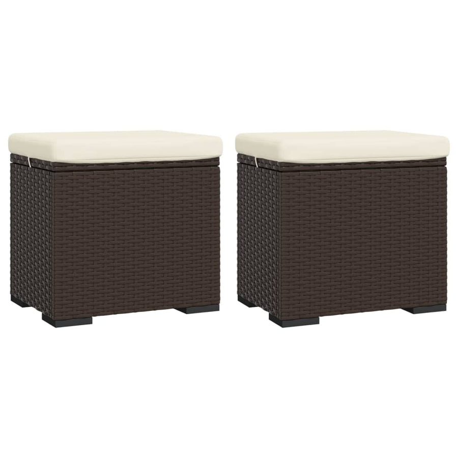 Hockers Met Kussens 40X30X40 Cm Poly Rattan 2