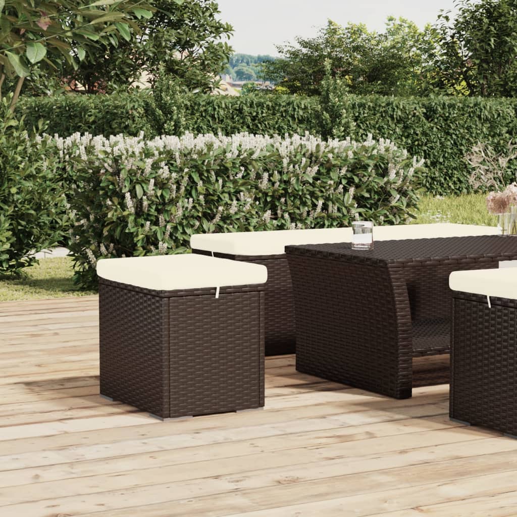 Hockers Met Kussens 40X30X40 Cm Poly Rattan 2
