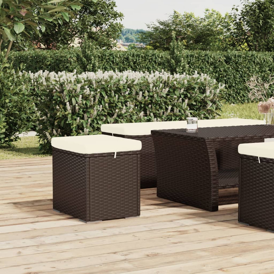 Hockers Met Kussens 40X30X40 Cm Poly Rattan 2