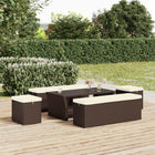 Poefs 40x30x40 cm poly rattan bruin 2 stuks