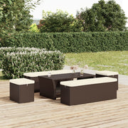 Poefs 40x30x40 cm poly rattan bruin 2 stuks