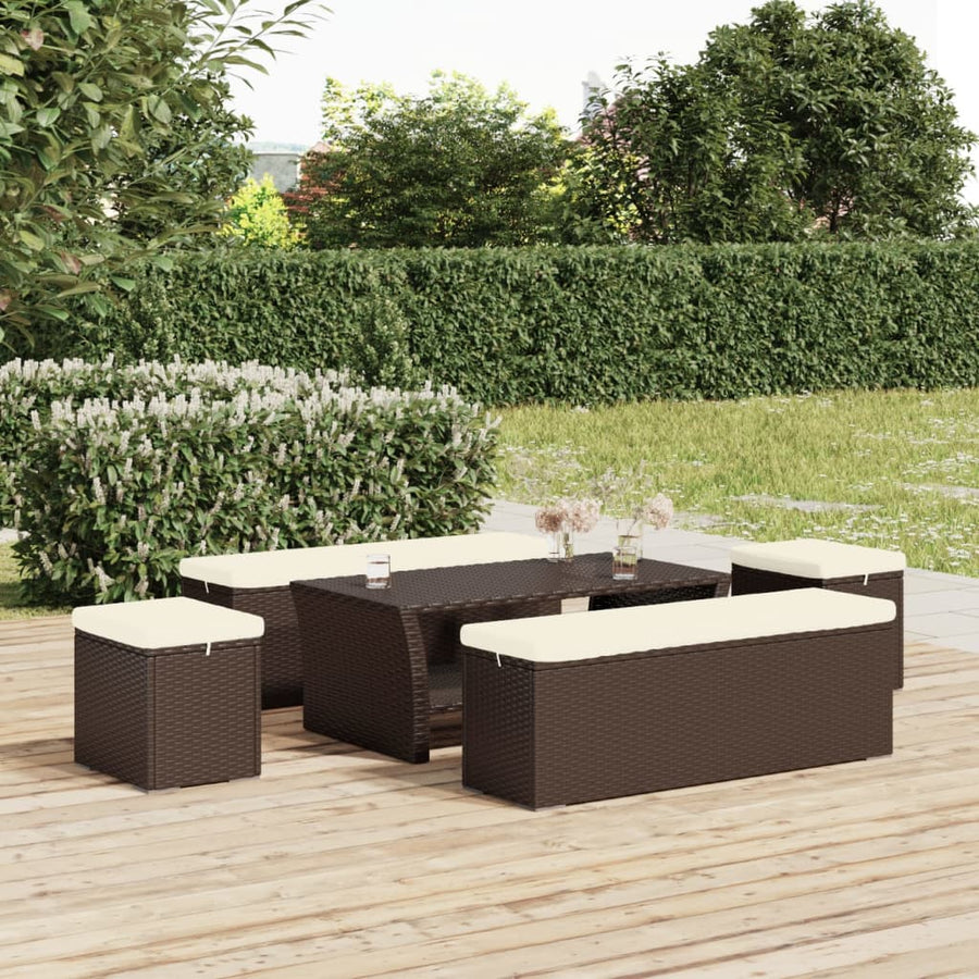 Hockers Met Kussens 40X30X40 Cm Poly Rattan 2
