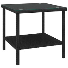 Bijzettafel 45X45X45 Cm Poly Rattan En Gehard Glas Zwart