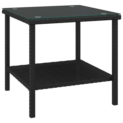 Bijzettafel 45X45X45 Cm Poly Rattan En Gehard Glas Zwart