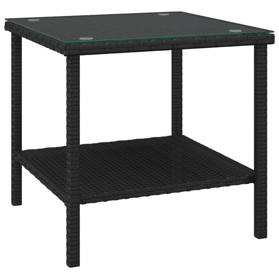 Bijzettafel 45X45X45 Cm Poly Rattan En Gehard Glas Zwart