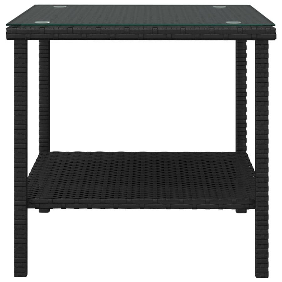 Bijzettafel 45X45X45 Cm Poly Rattan En Gehard Glas Zwart