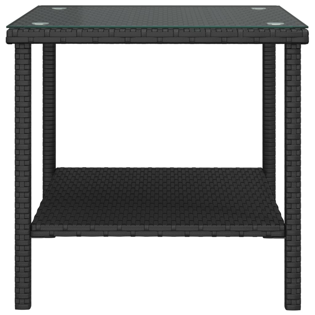 Bijzettafel 45X45X45 Cm Poly Rattan En Gehard Glas Zwart