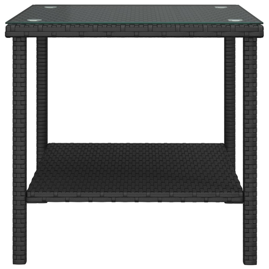 Bijzettafel 45X45X45 Cm Poly Rattan En Gehard Glas Zwart