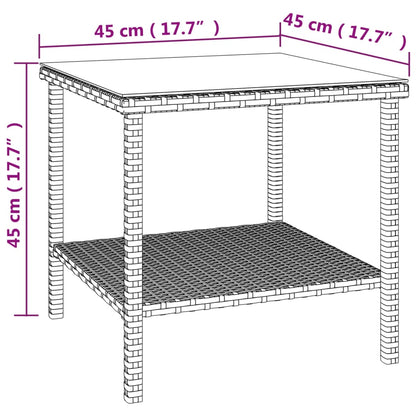 Bijzettafel 45X45X45 Cm Poly Rattan En Gehard Glas Zwart