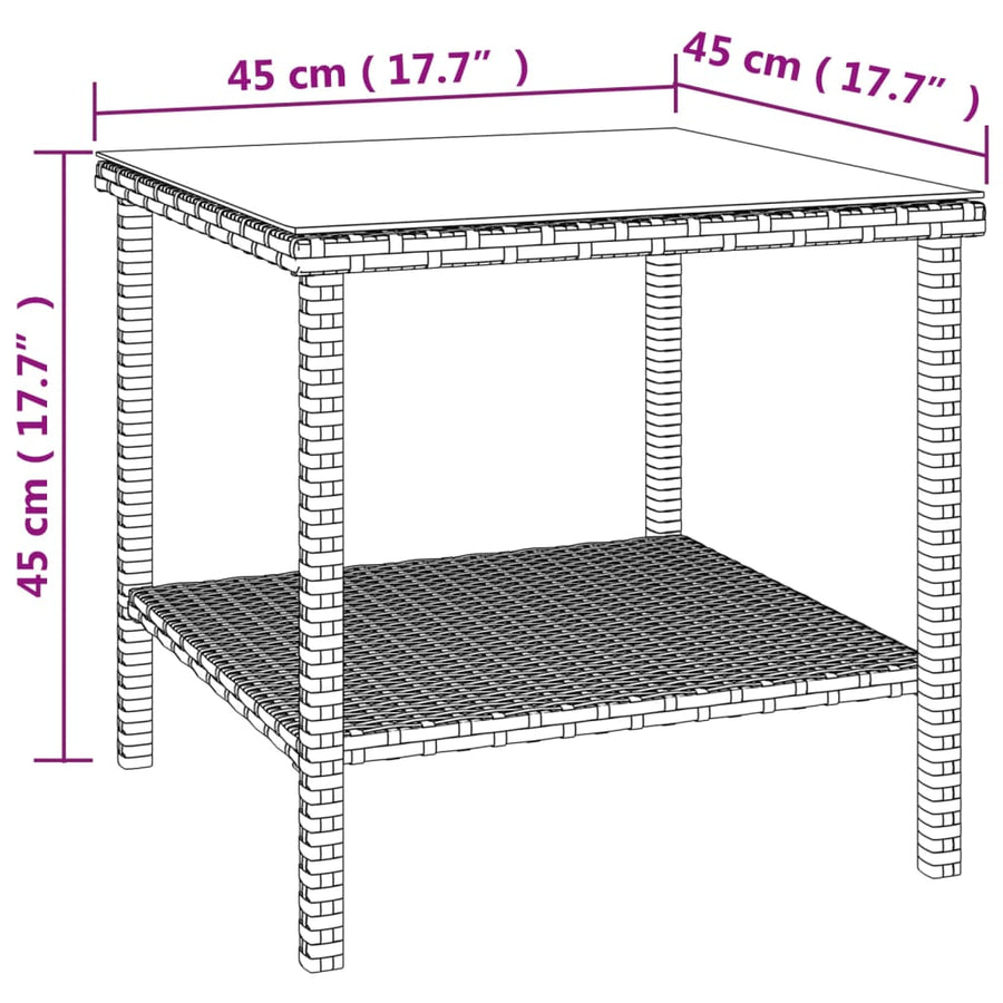 Bijzettafel 45X45X45 Cm Poly Rattan En Gehard Glas Zwart