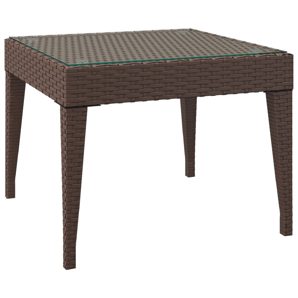 Bijzettafel 50X50X38 Cm Poly Rattan En Gehard Glas Bruin