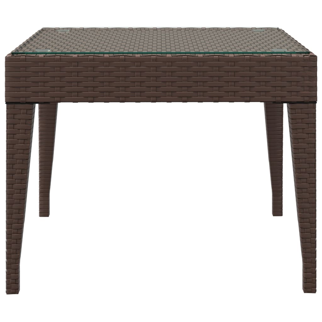 Bijzettafel 50X50X38 Cm Poly Rattan En Gehard Glas Bruin
