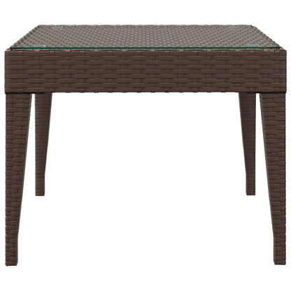 Bijzettafel 50X50X38 Cm Poly Rattan En Gehard Glas Bruin