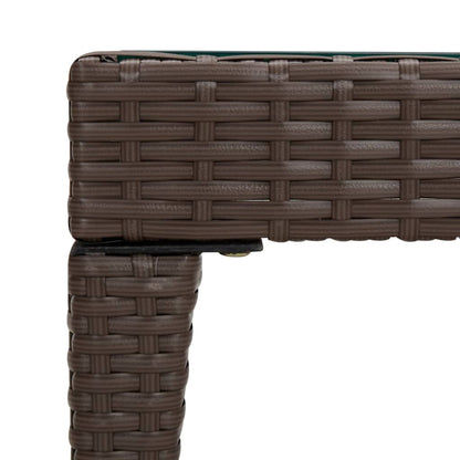 Bijzettafel 50X50X38 Cm Poly Rattan En Gehard Glas Bruin