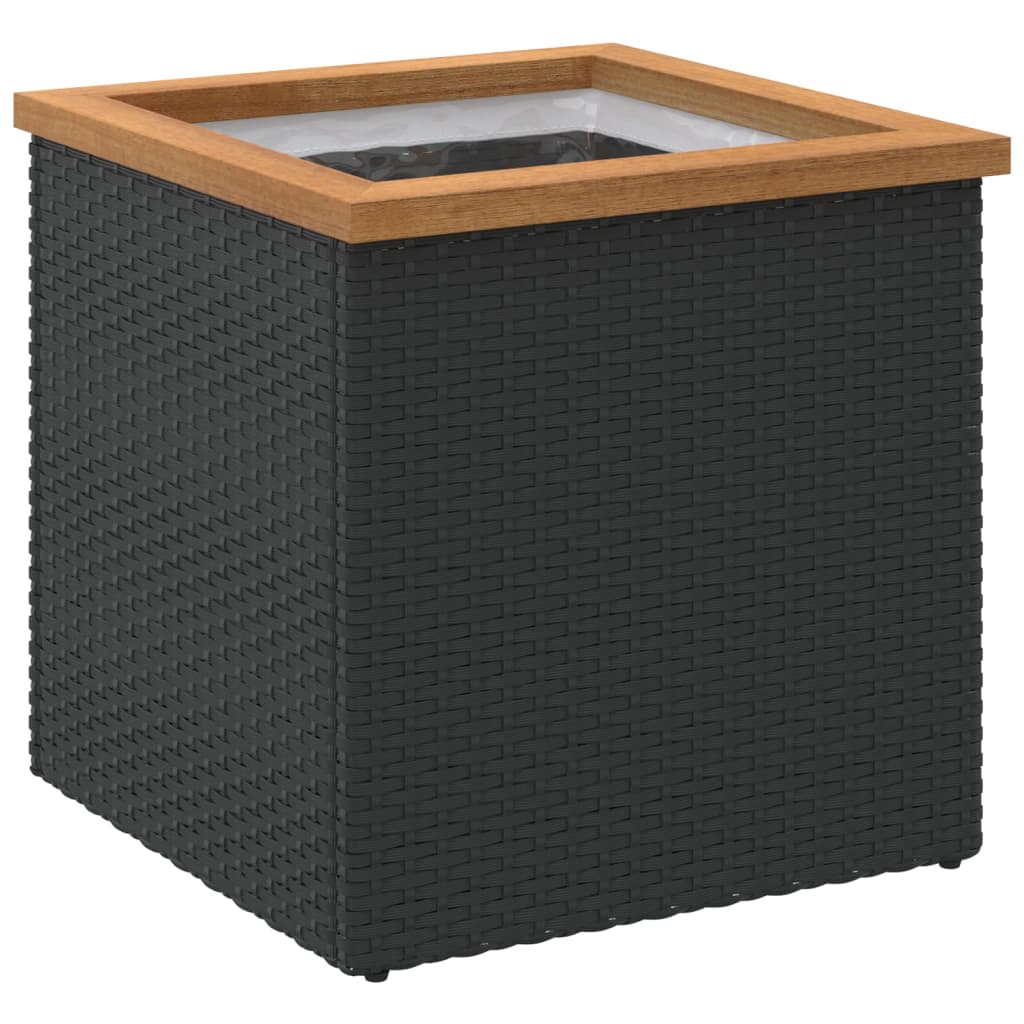 Plantenbak Poly Rattan Zwart 40 x 40 x 40 cm