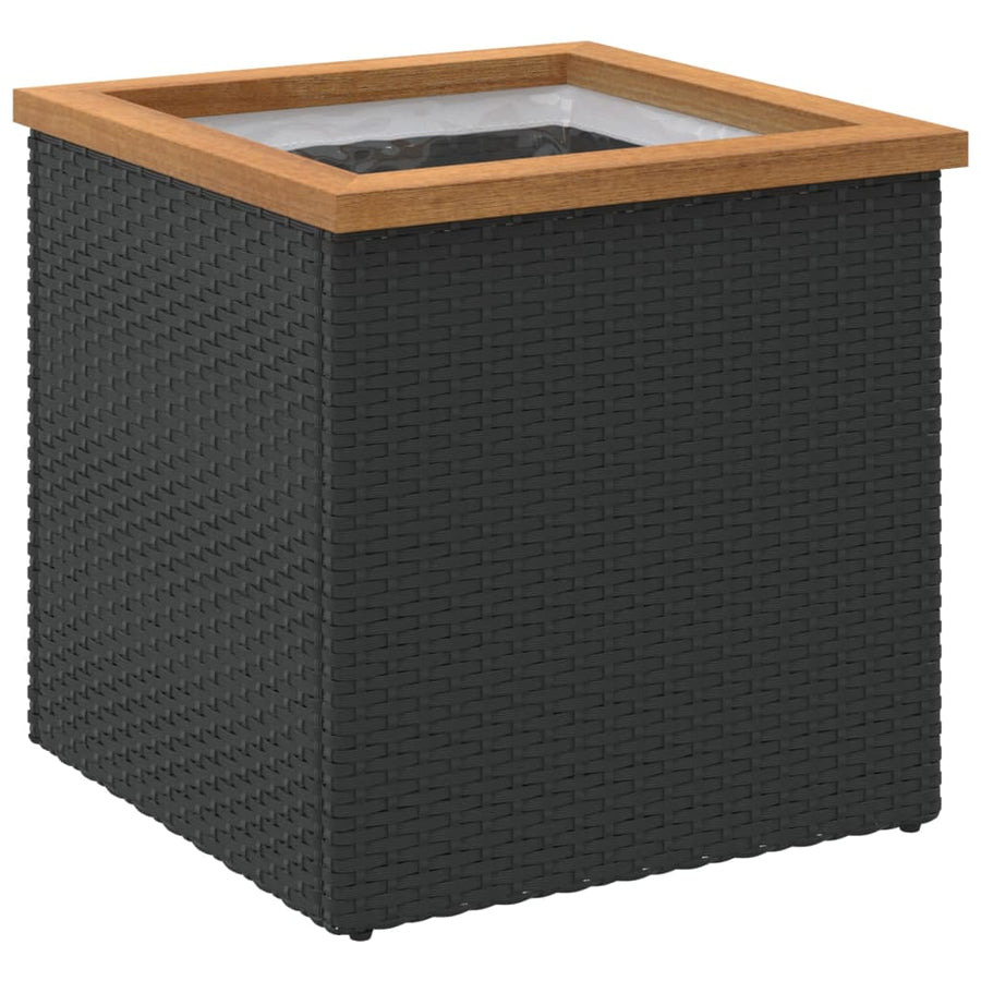 Plantenbak Poly Rattan Zwart 40 x 40 x 40 cm