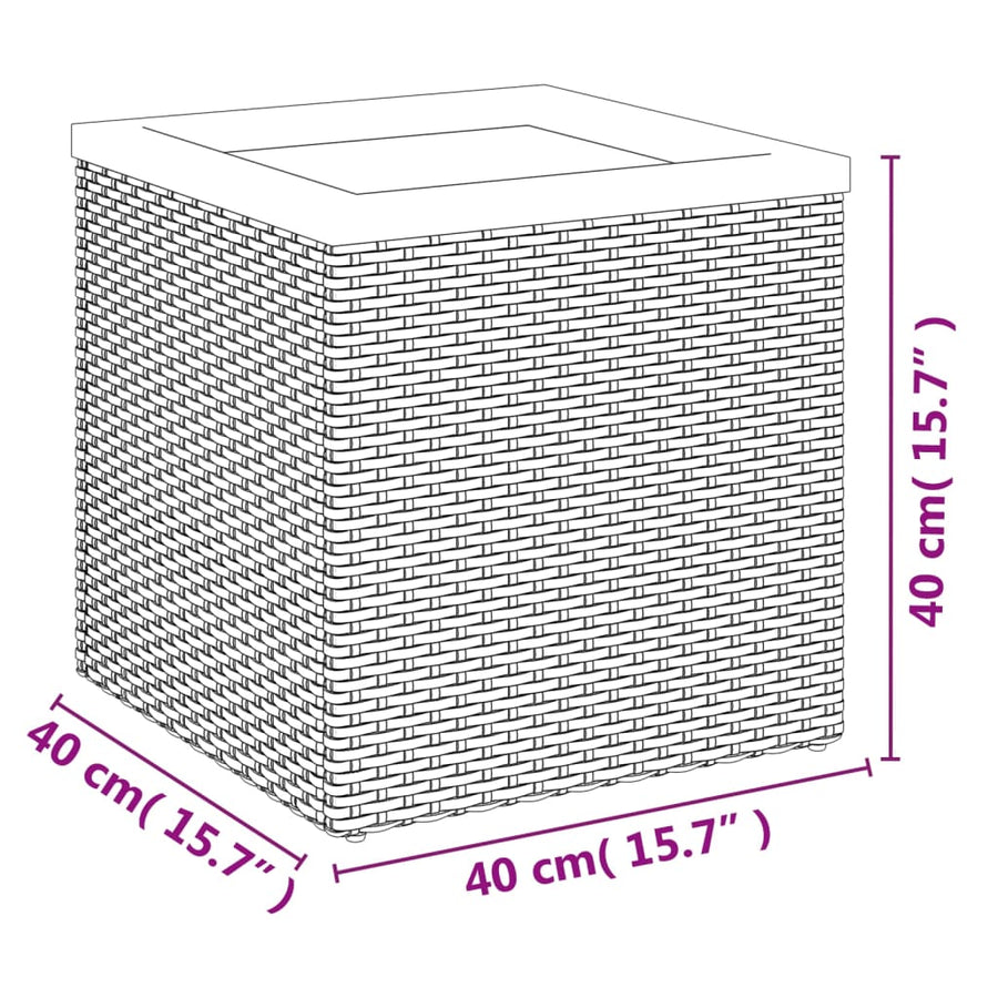 Plantenbak Poly Rattan Zwart 40 x 40 x 40 cm
