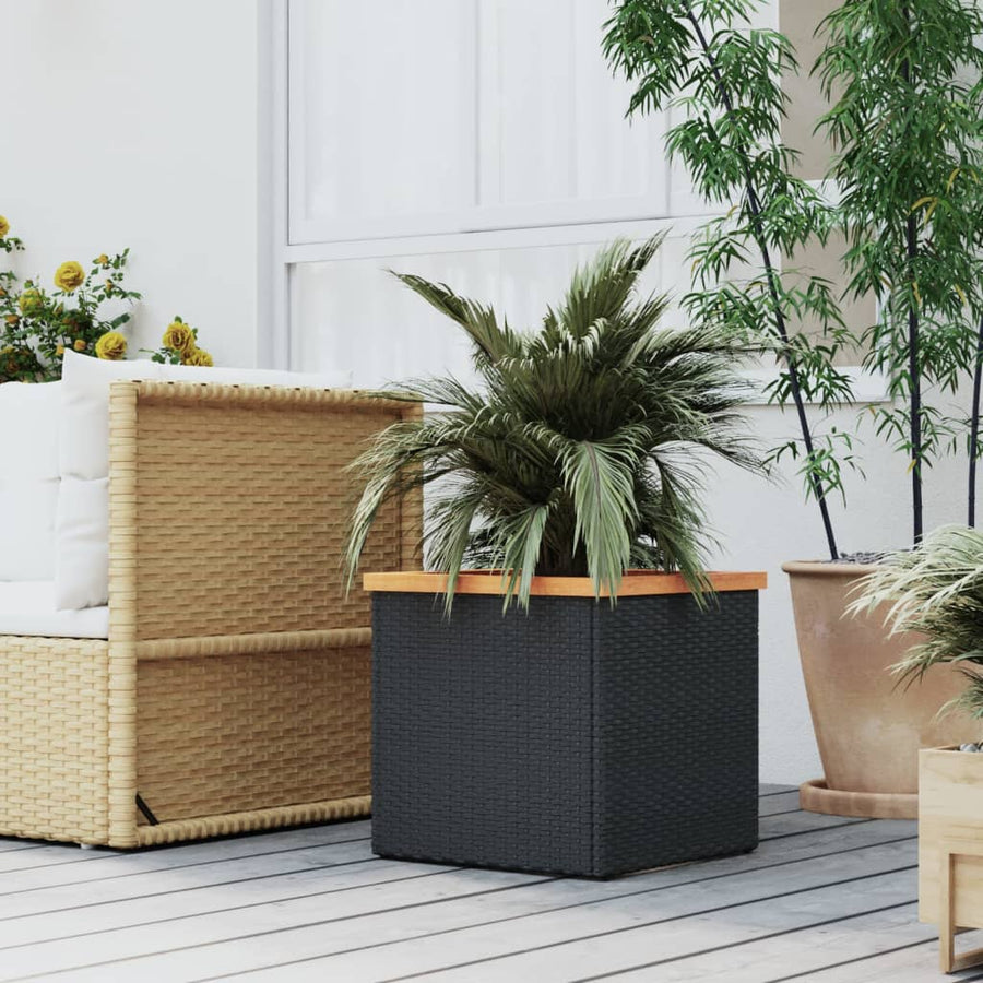 Plantenbak Poly Rattan Zwart 40 x 40 x 40 cm
