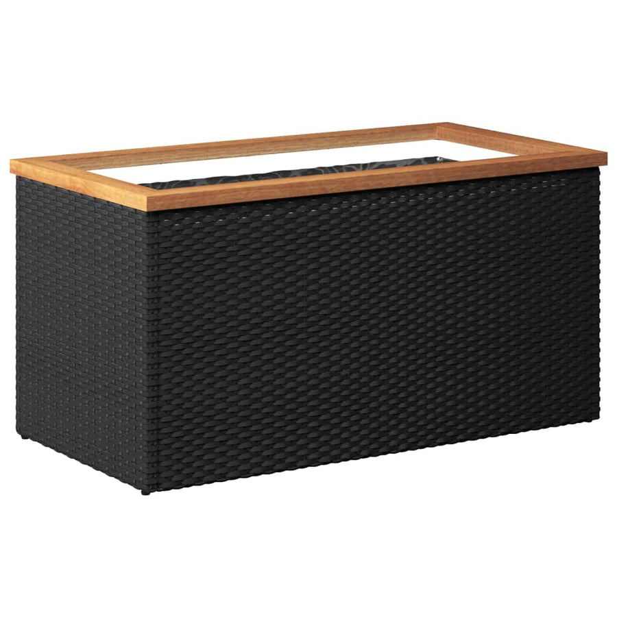 Plantenbak Poly Rattan Zwart 80 x 40 x 40 cm