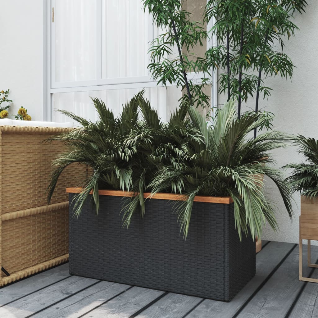 Plantenbak Poly Rattan Zwart 80 x 40 x 40 cm