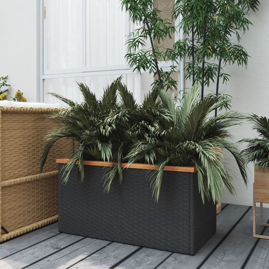 Plantenbak Poly Rattan Zwart 80 x 40 x 40 cm