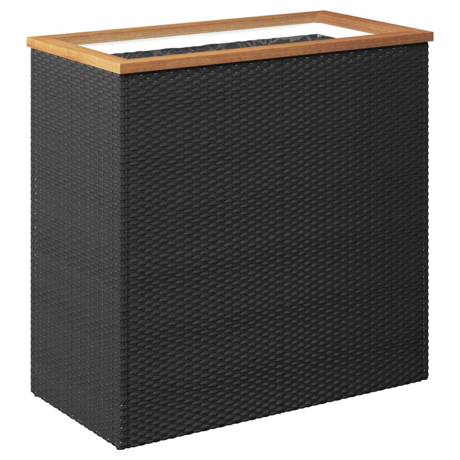 Plantenbak Poly Rattan Zwart 80 x 40 x 80 cm