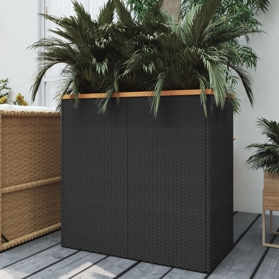 Plantenbak Poly Rattan Zwart 80 x 40 x 80 cm