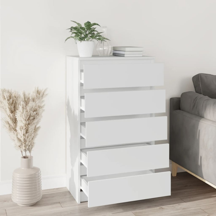 Ladekast 60X36X103 Cm Bewerkt Hout Wit