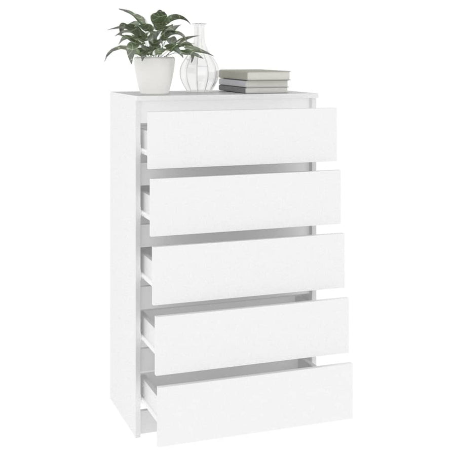 Ladekast 60X36X103 Cm Bewerkt Hout Wit