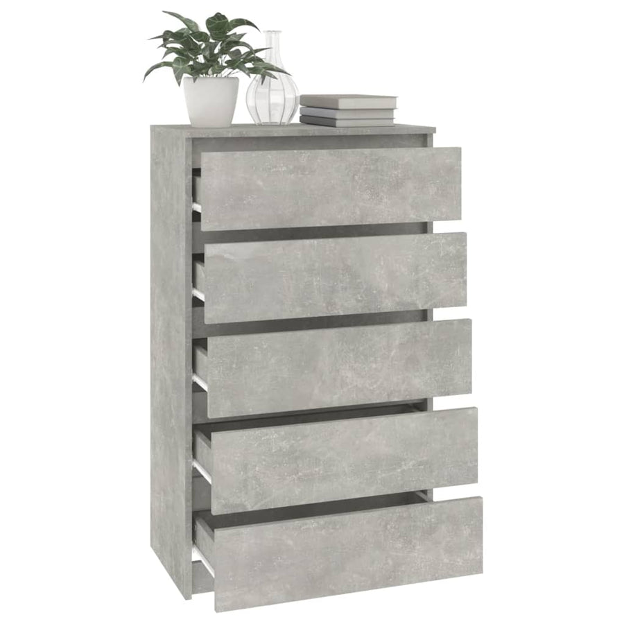 Ladekast 60X36X103 Cm Bewerkt Hout Betongrijs