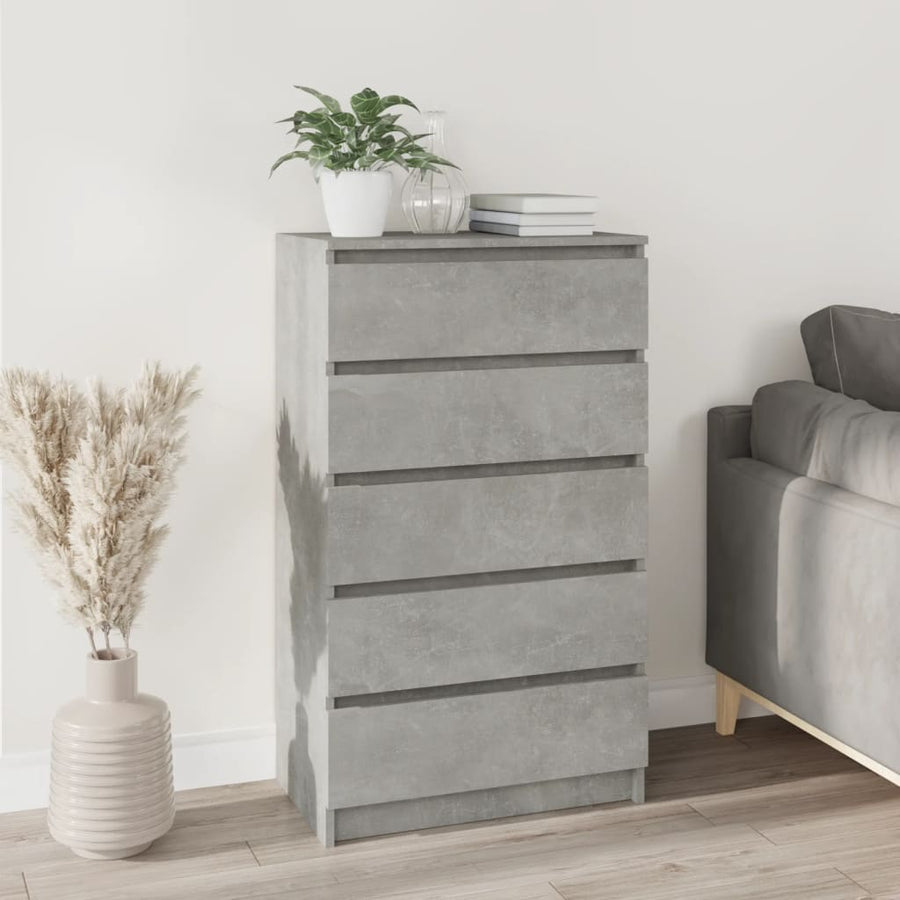 Ladekast 60X36X103 Cm Bewerkt Hout Betongrijs
