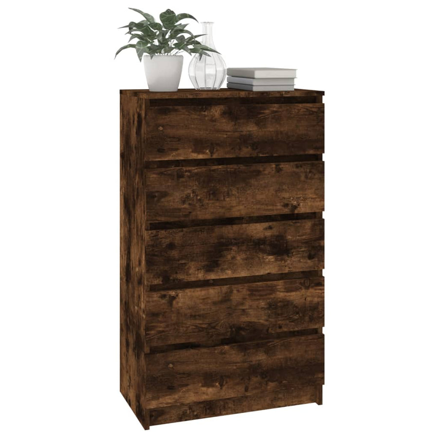Ladekast 60X36X103 Cm Bewerkt Hout Gerookt Eikenkleurig